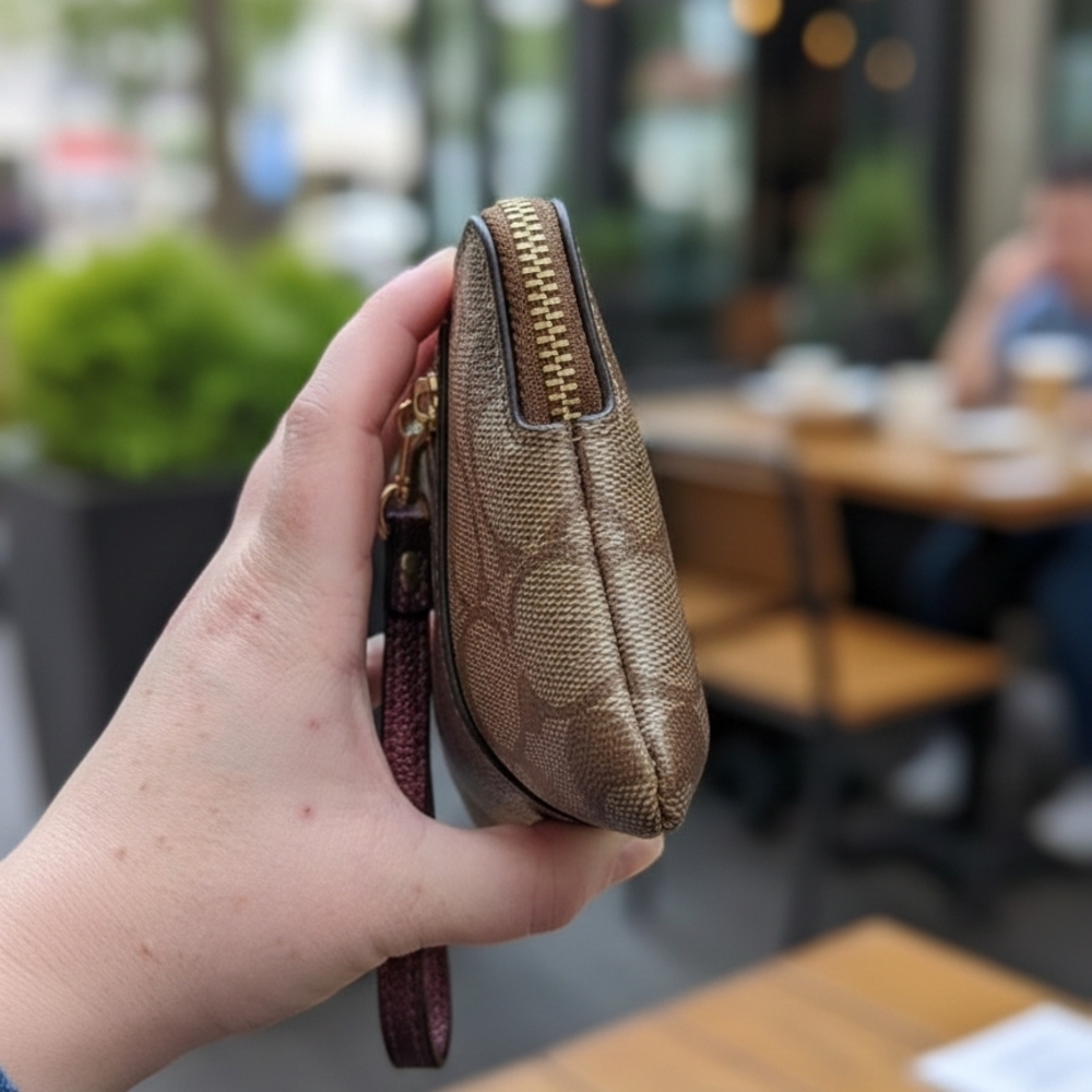 Coach Corner Zip Wristlet Metallic Wine (NWT) - Picture 2 of 8